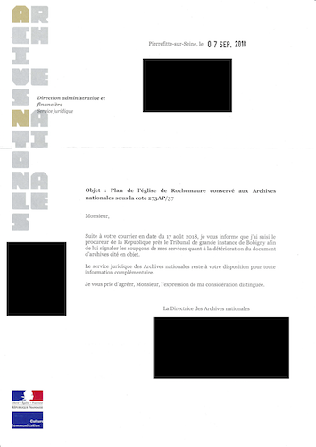 Lettre Archives Nationales